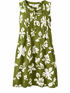 Sonoma Goods for Life Green Floral Linen Blend Sleeveless Dress XL
